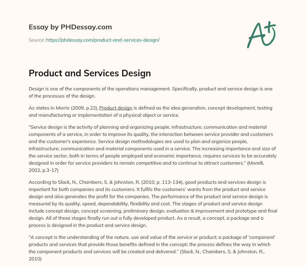 essay about products and services