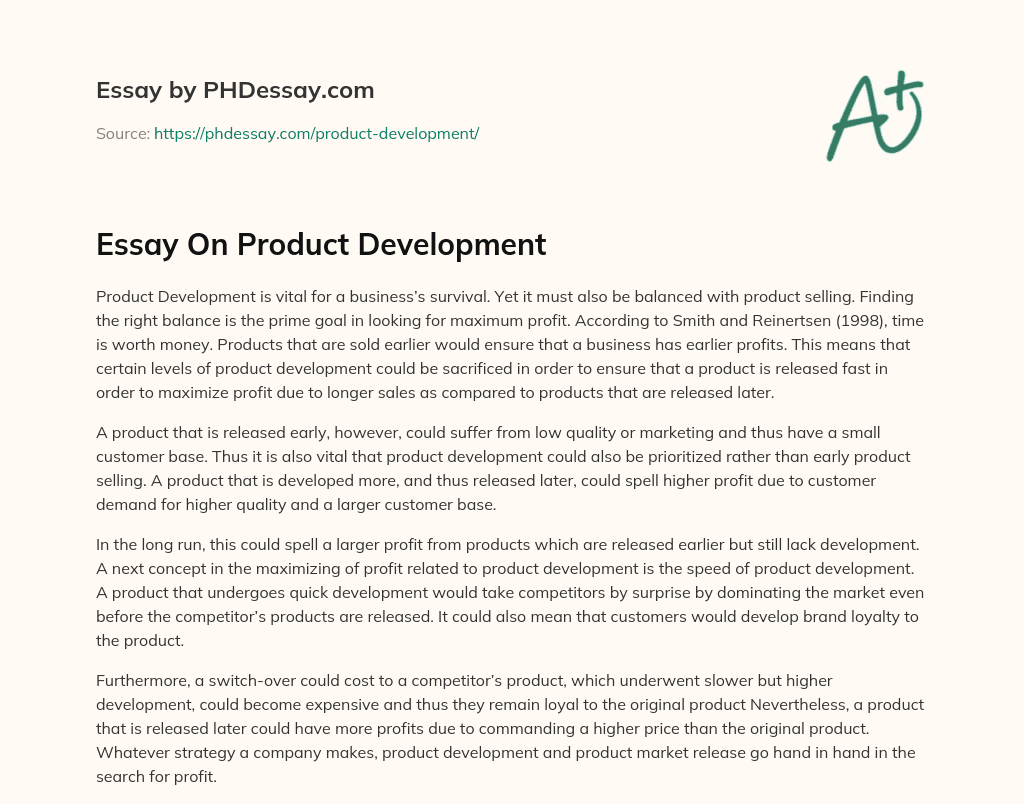 essay on new product development