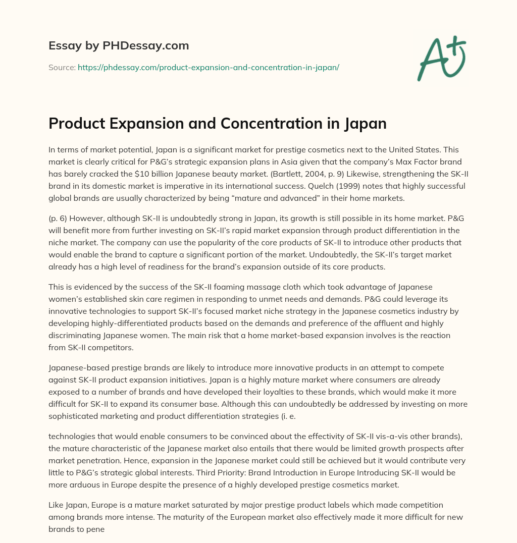 Product Expansion and Concentration in Japan essay