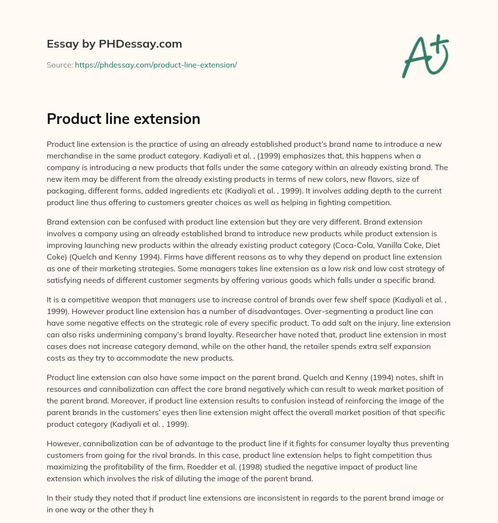 Product line extension essay