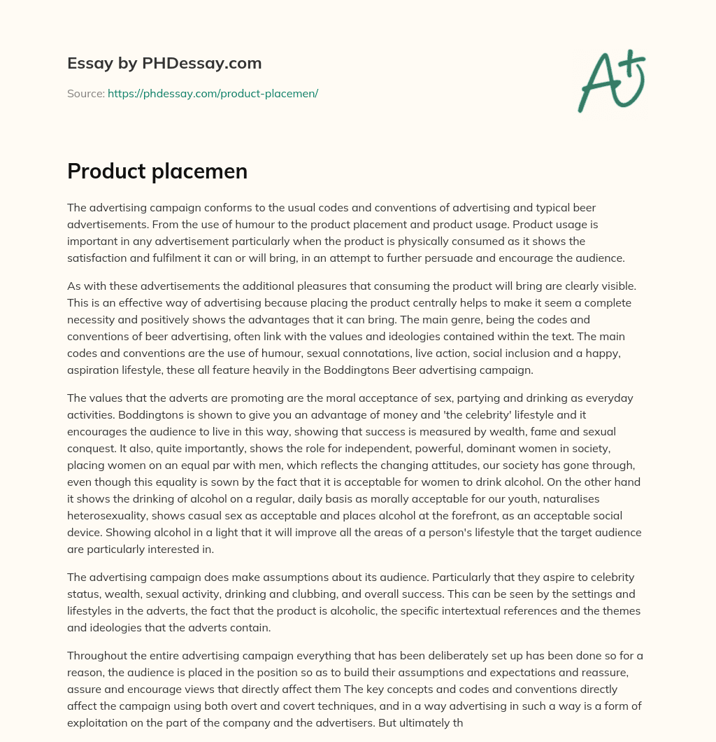 Product placemen essay