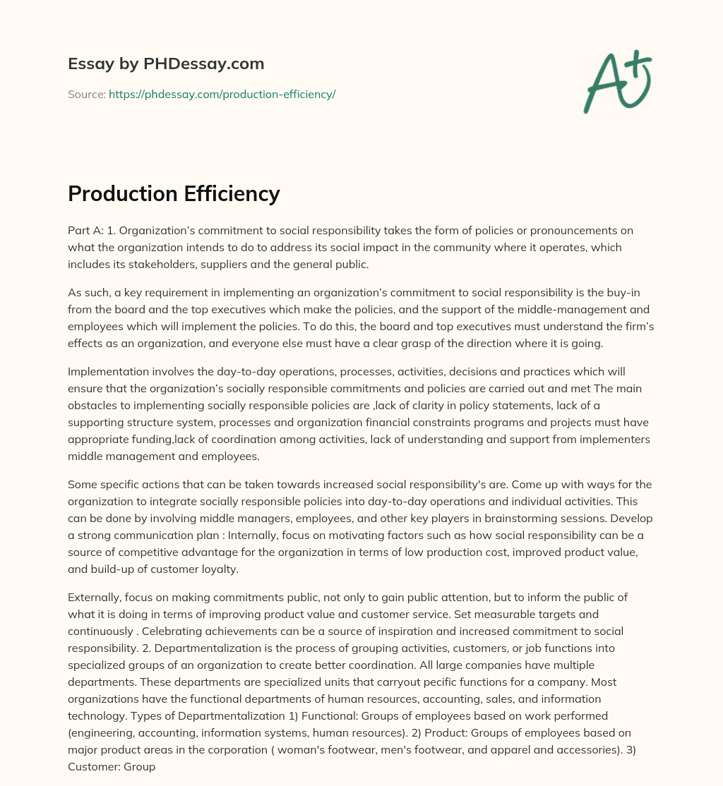 Production Efficiency essay