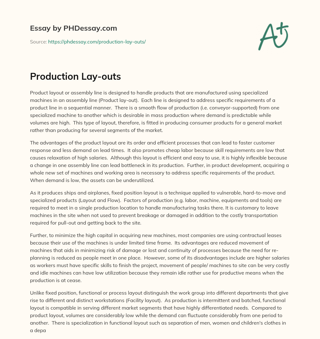 Production Lay-outs essay