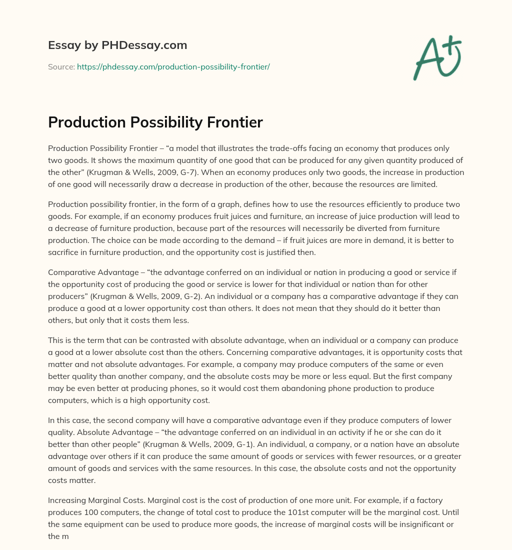 Production Possibility Frontier essay