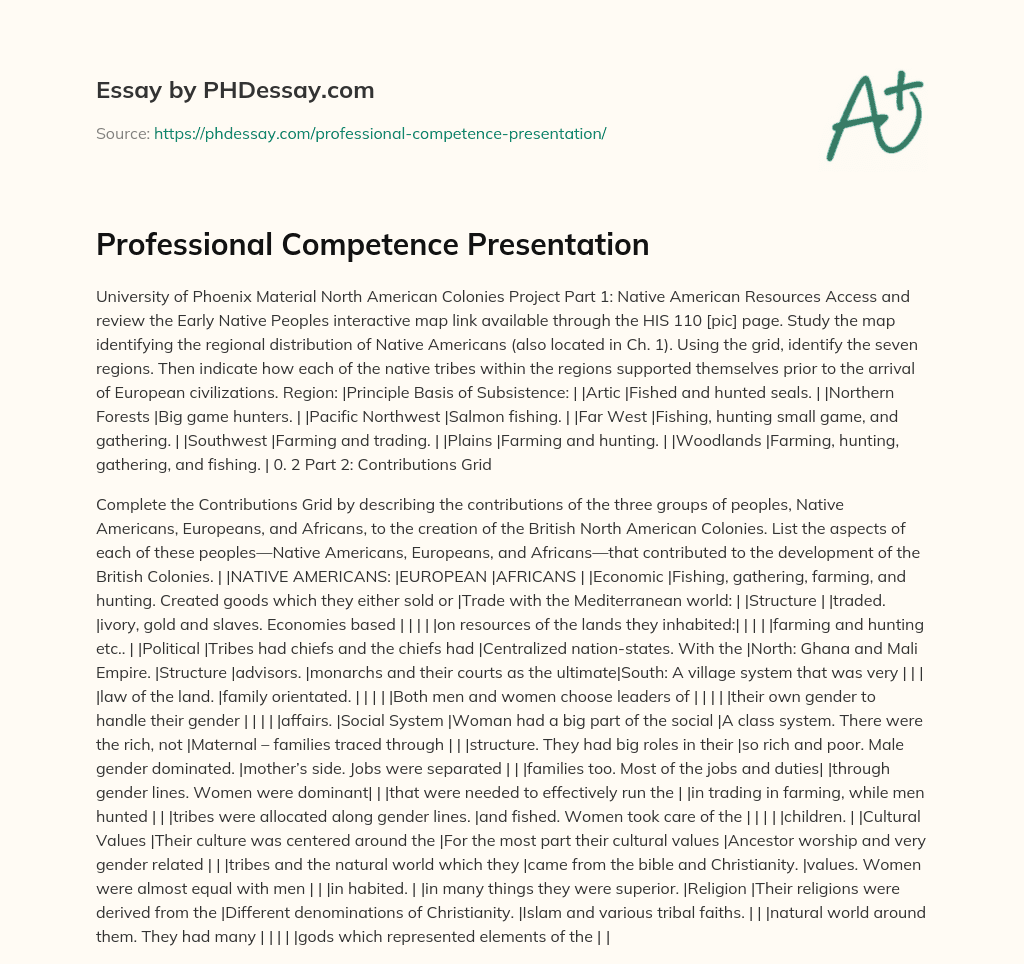 Professional Competence Presentation essay