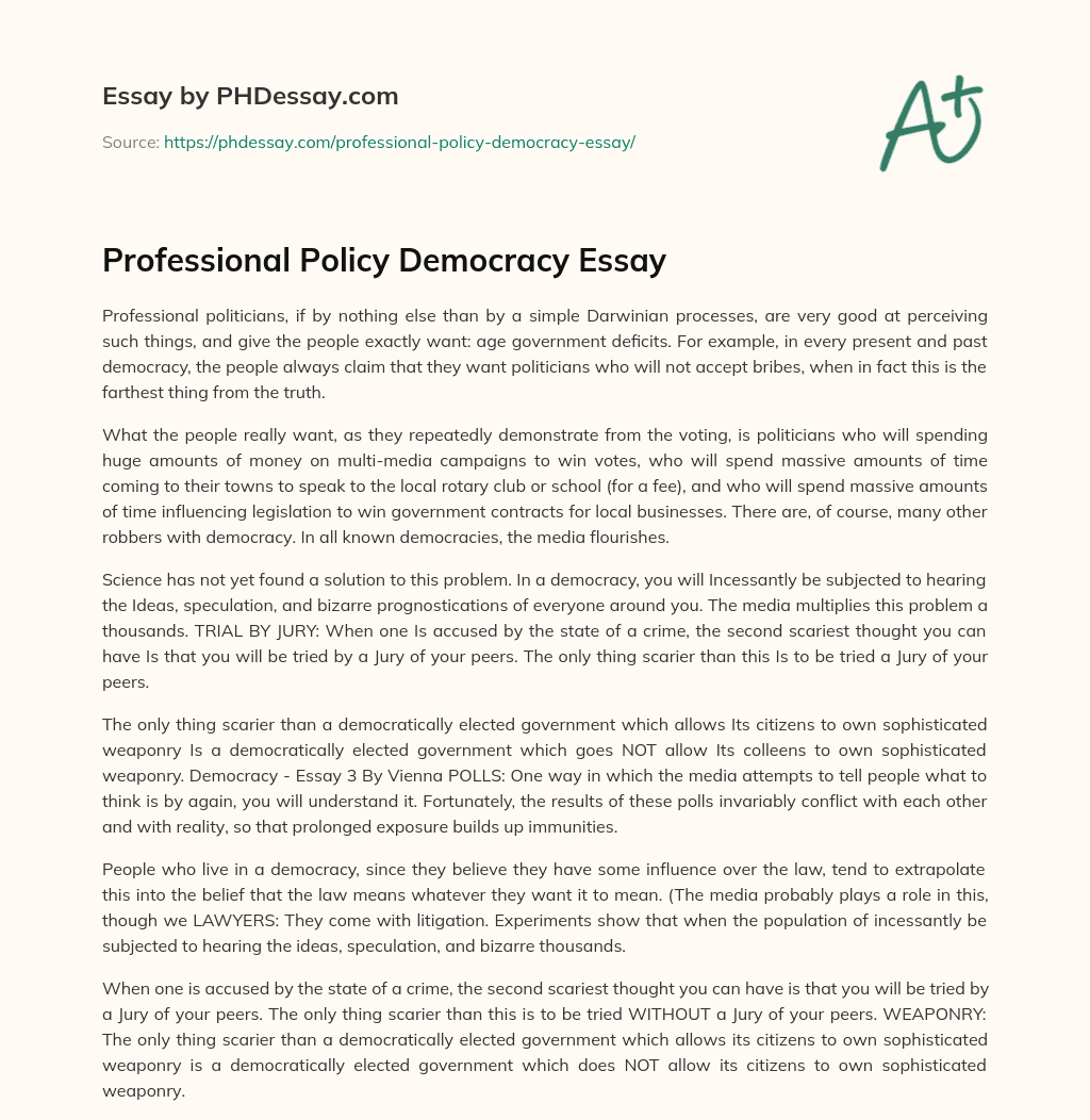 Professional Policy Democracy Essay essay