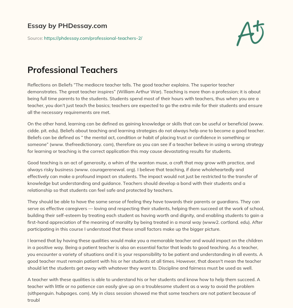 Professional Teachers essay