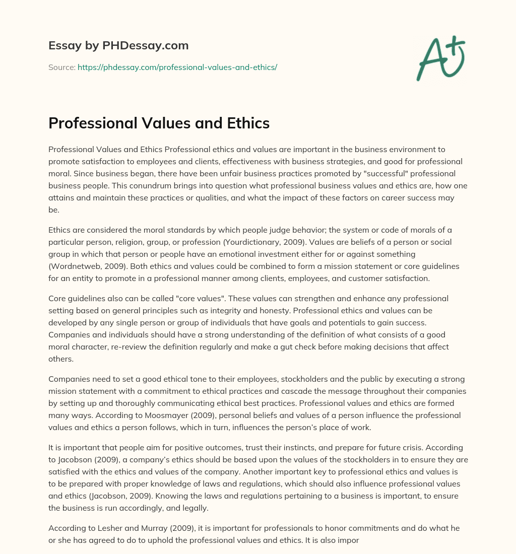 professional-values-and-ethics-phdessay