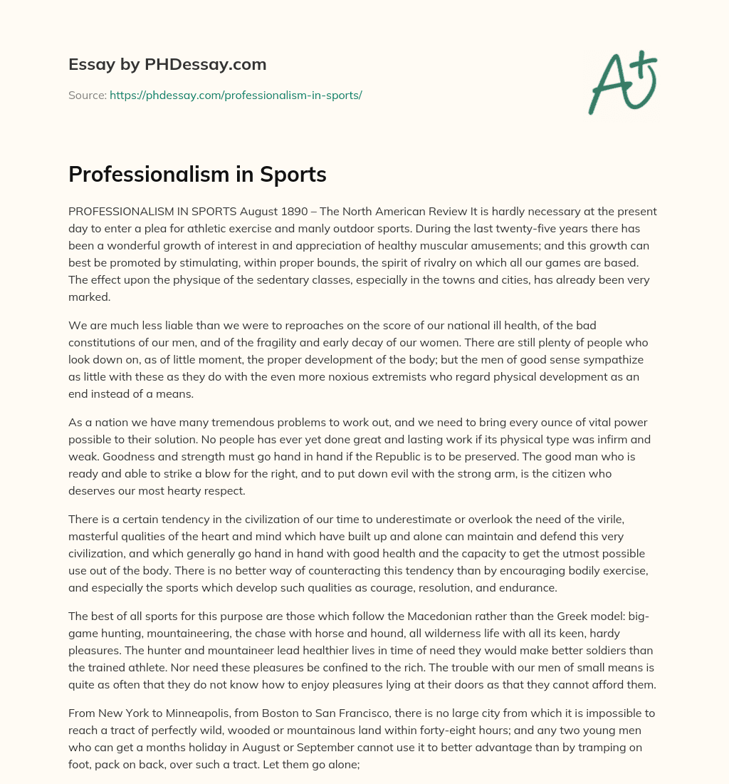 Professionalism in Sports essay