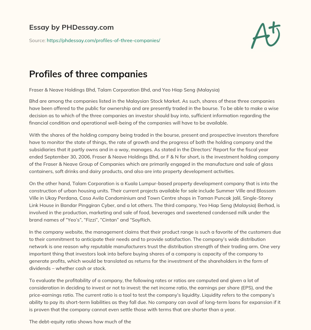 Profiles of three companies essay