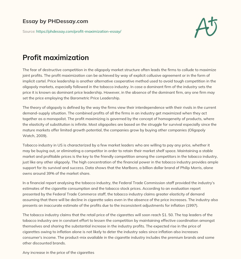 Profit maximization essay