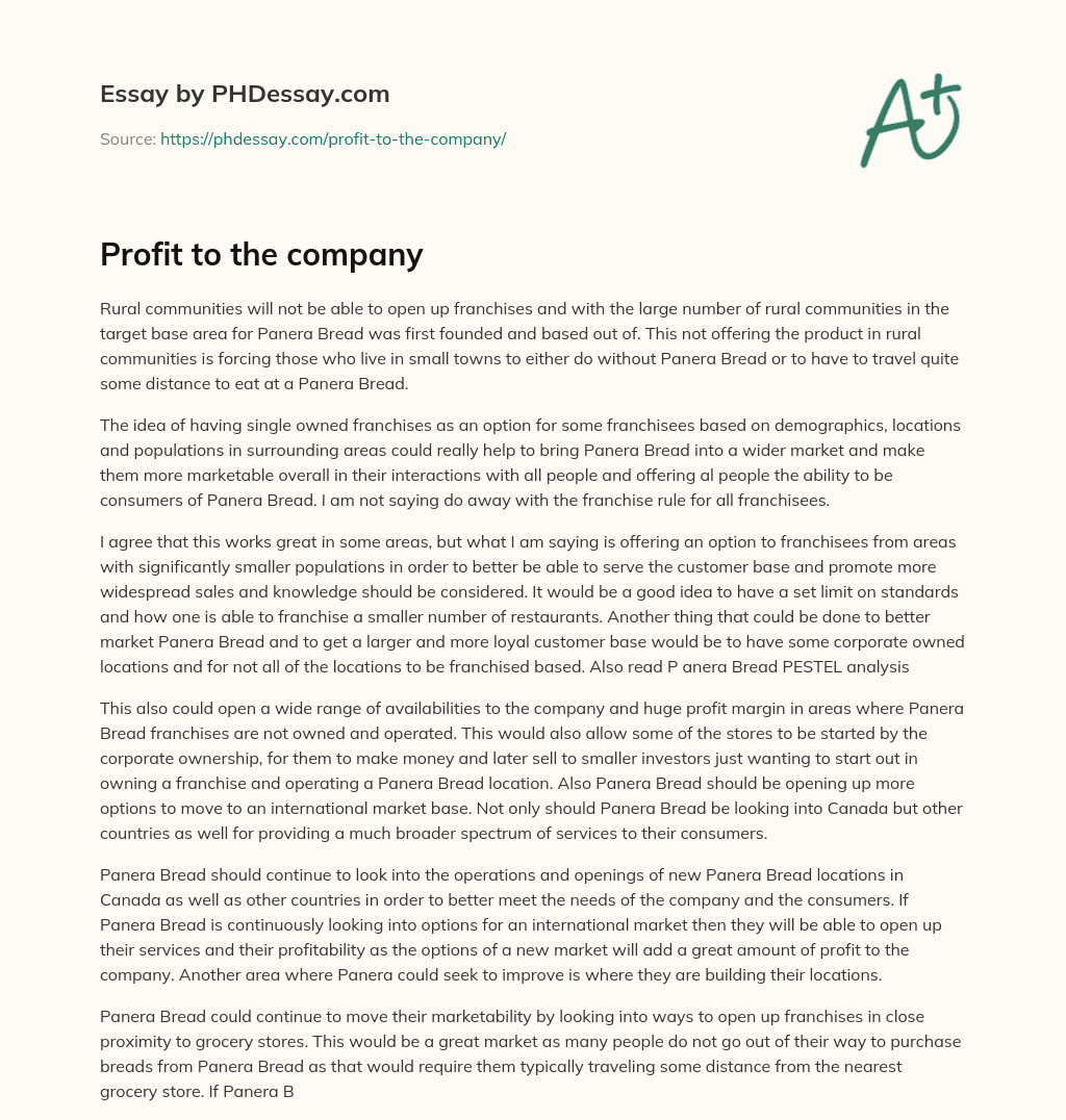 Profit to the company essay