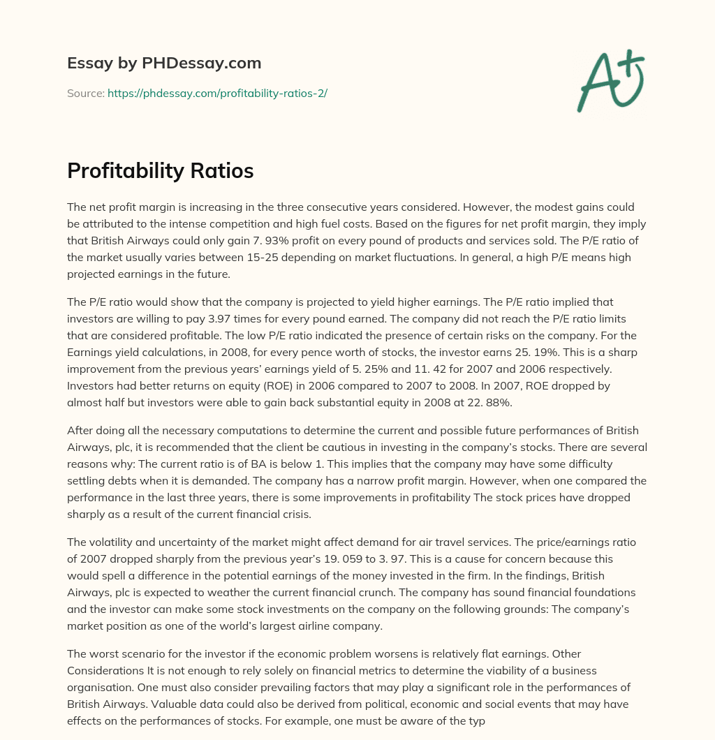 Profitability Ratios essay