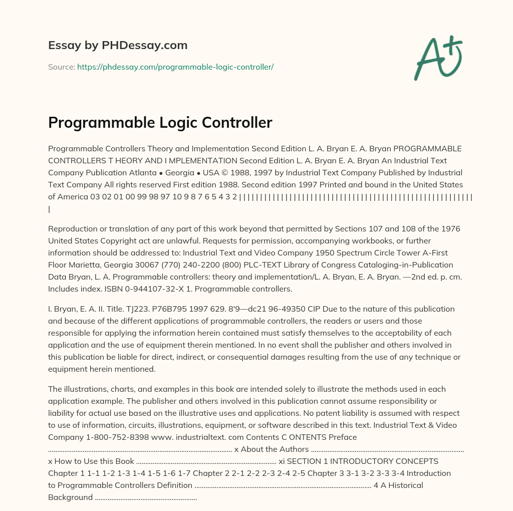 Programmable Logic Controller essay
