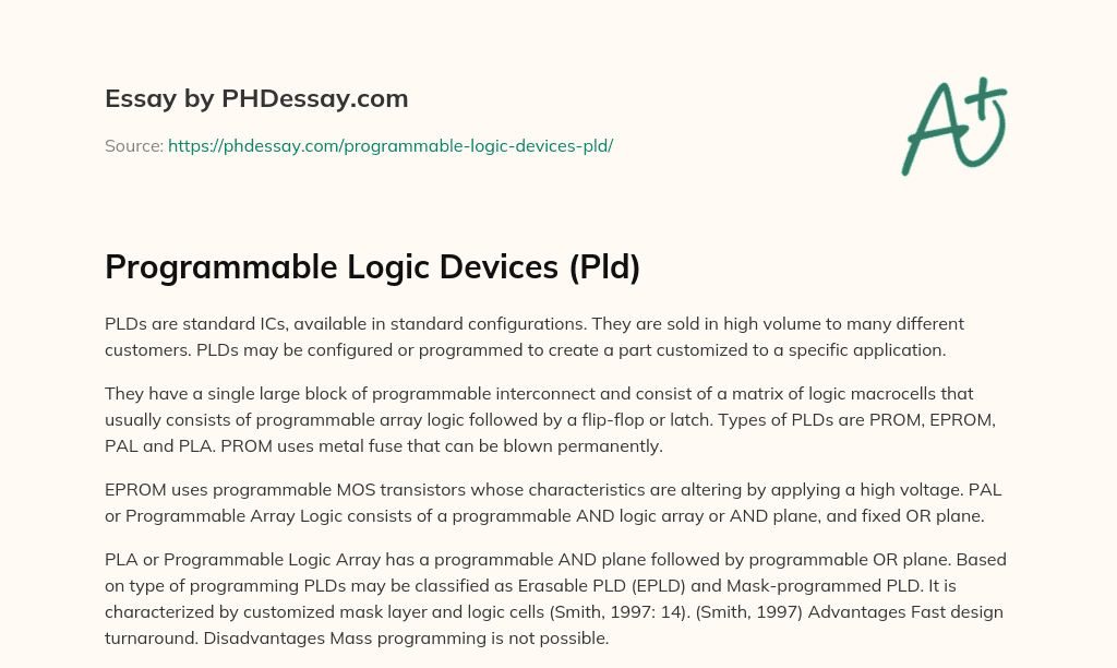 Programmable Logic Devices (Pld) essay