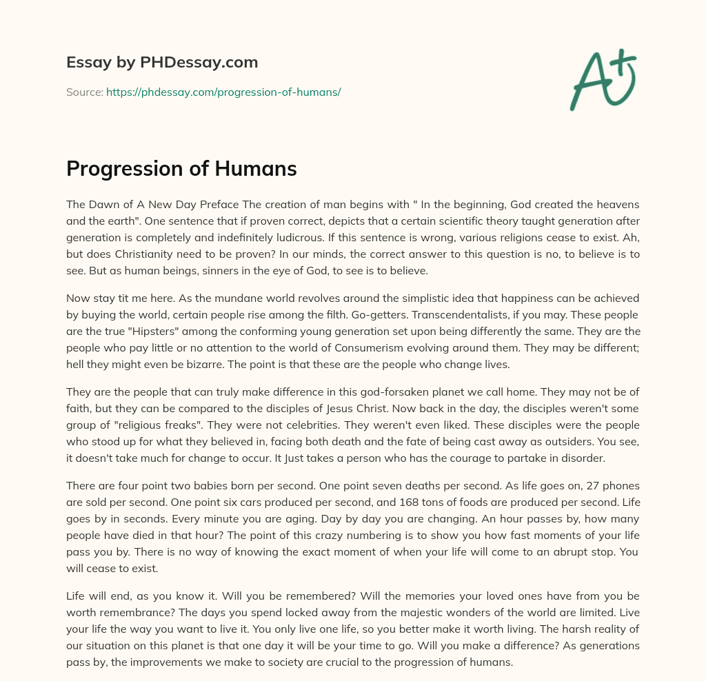 Progression of Humans essay