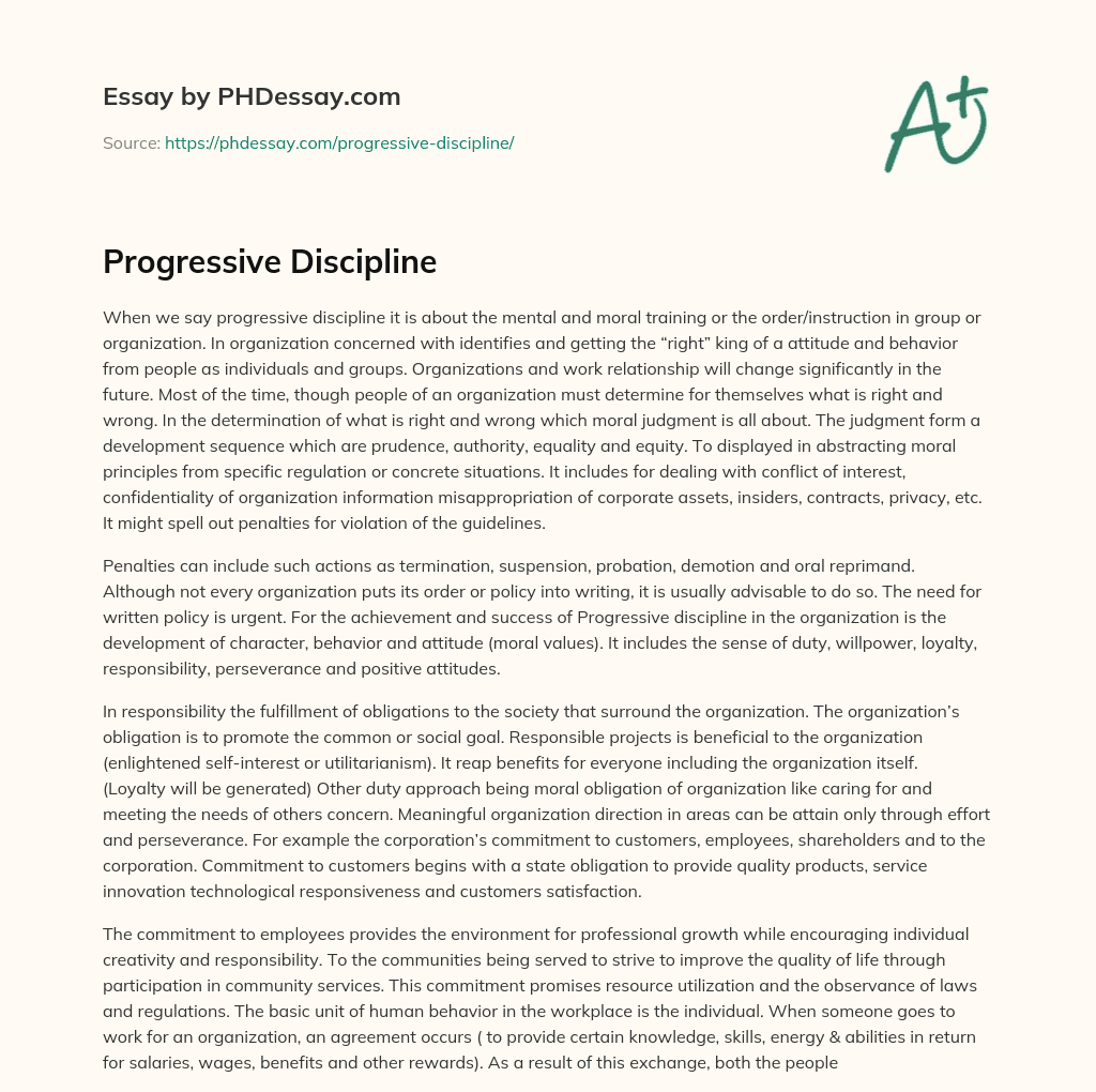 Progressive Discipline essay