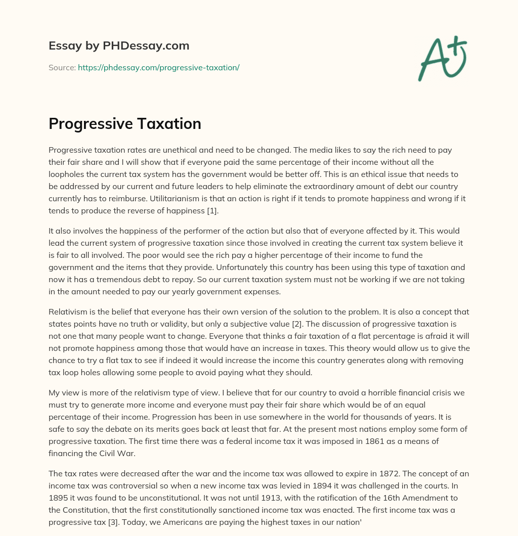 Progressive Taxation essay