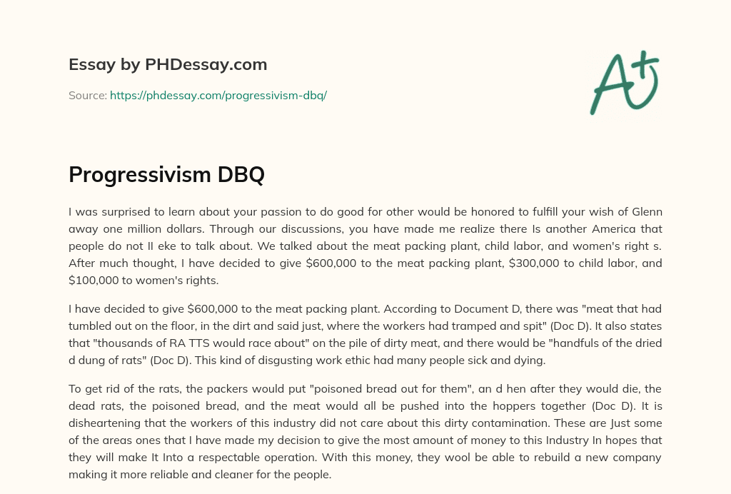Progressivism DBQ essay