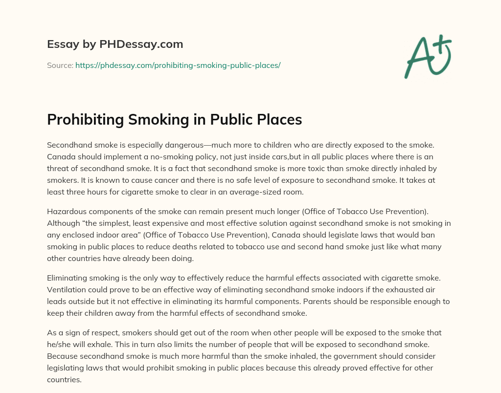 Prohibiting Smoking in Public Places essay