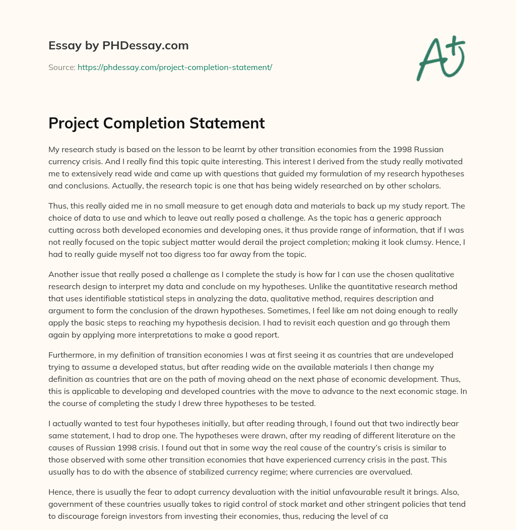 project completion speech