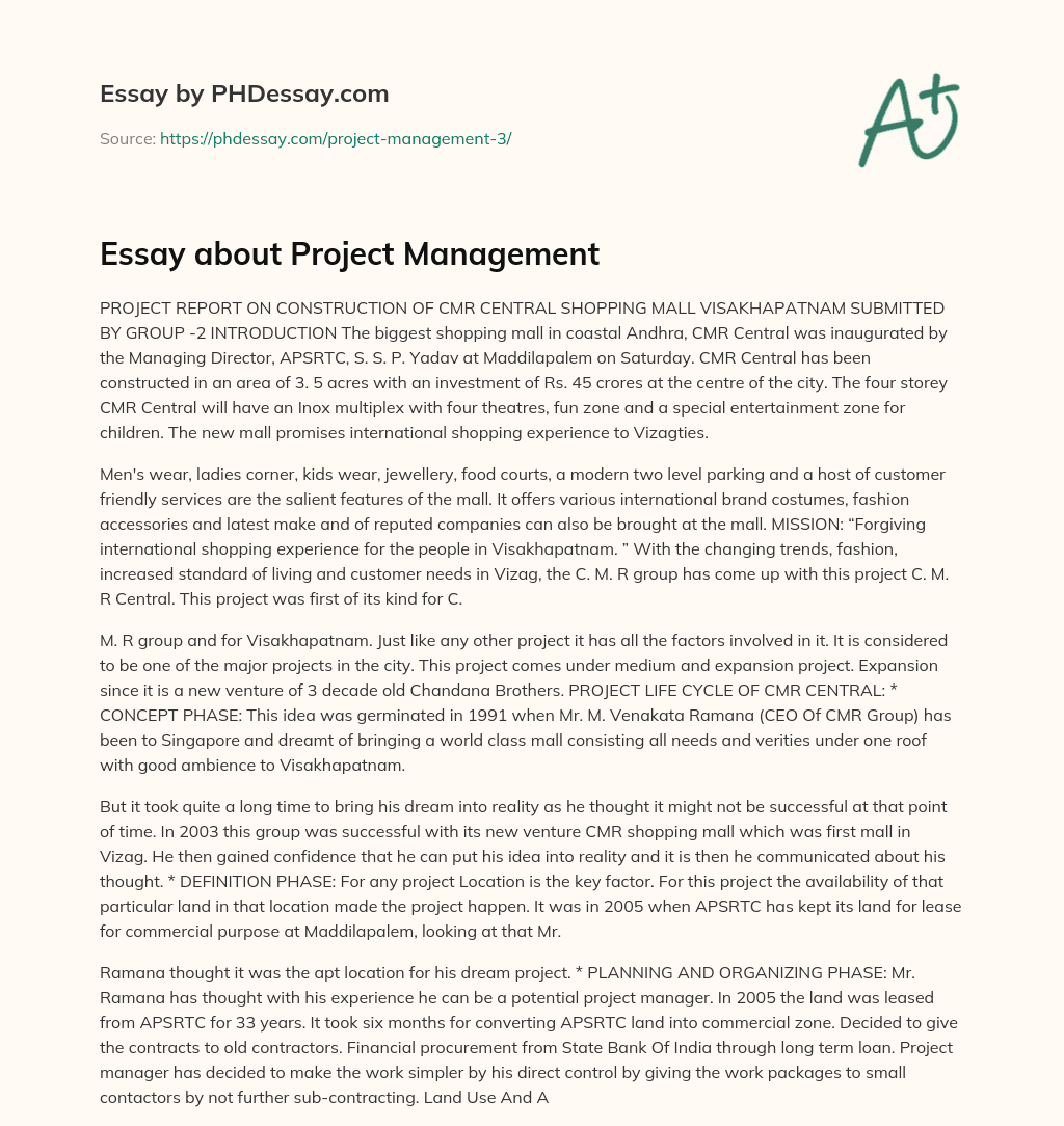 an essay on project management