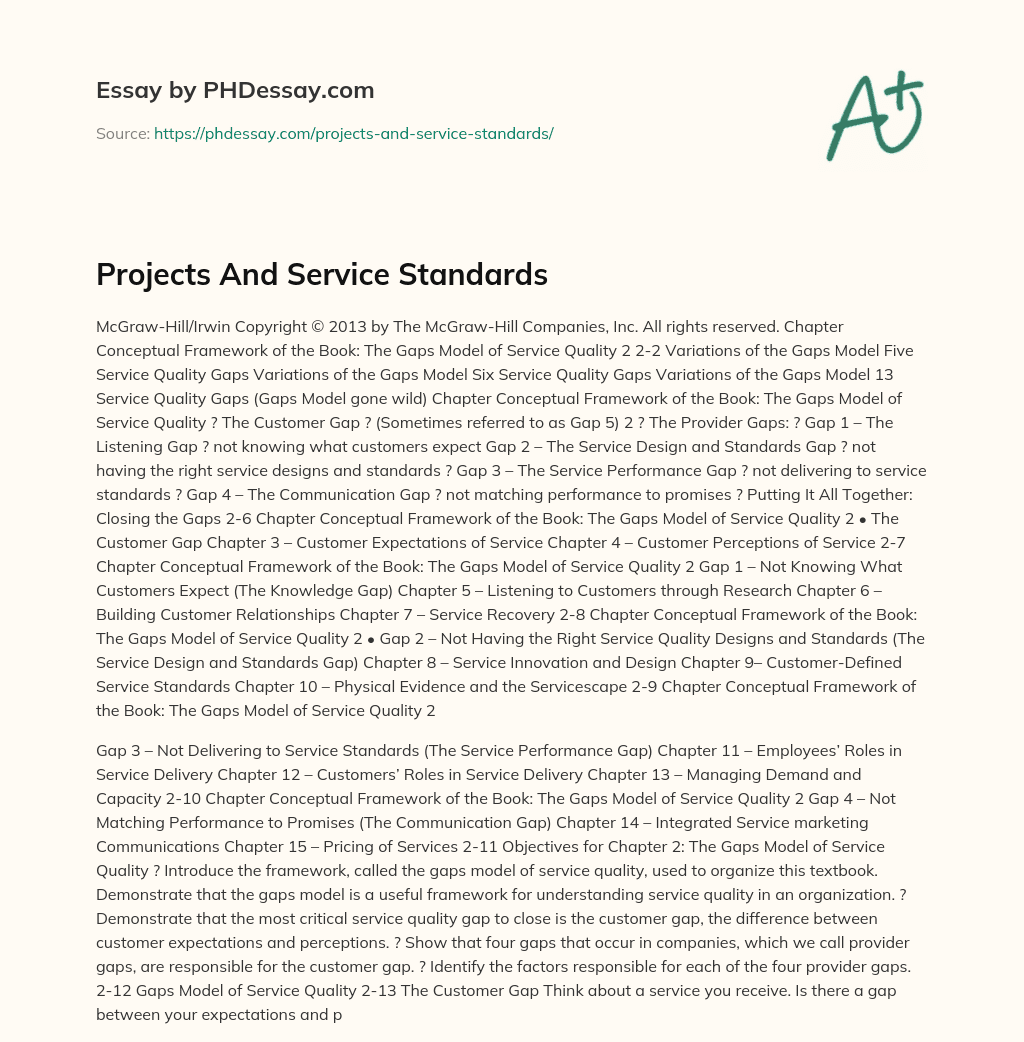 Projects And Service Standards essay
