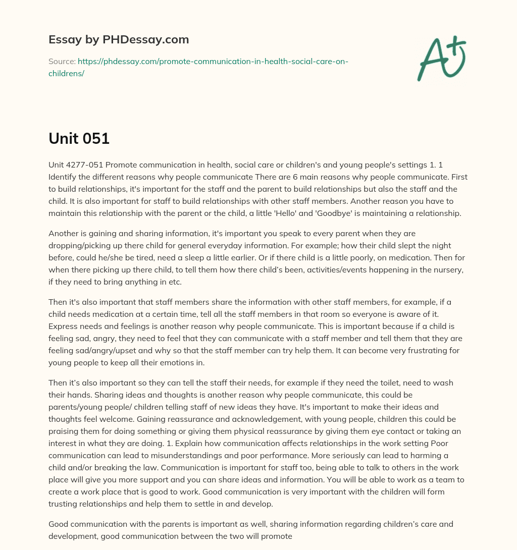 Reasons for Communication in Health and Social Care Settings essay