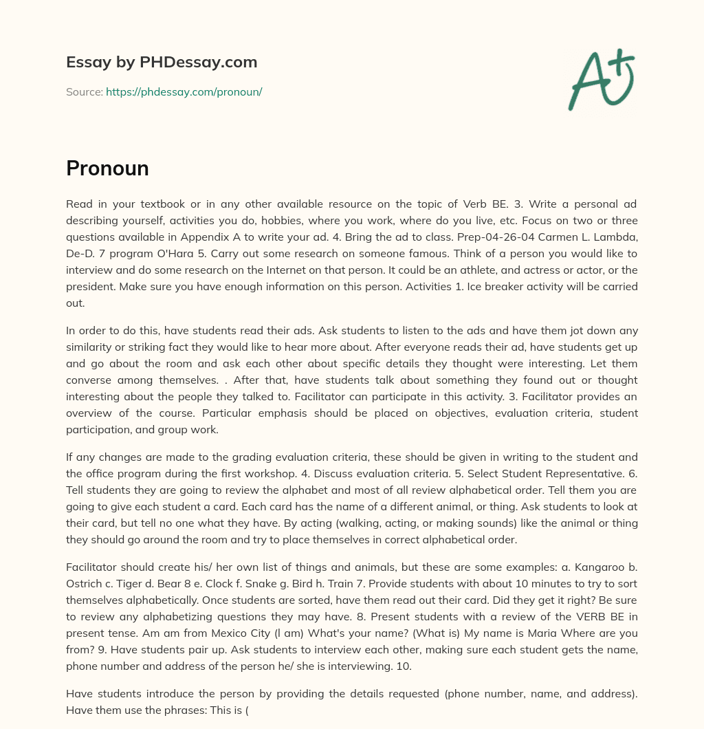 Activities and Overview of a Language Course essay