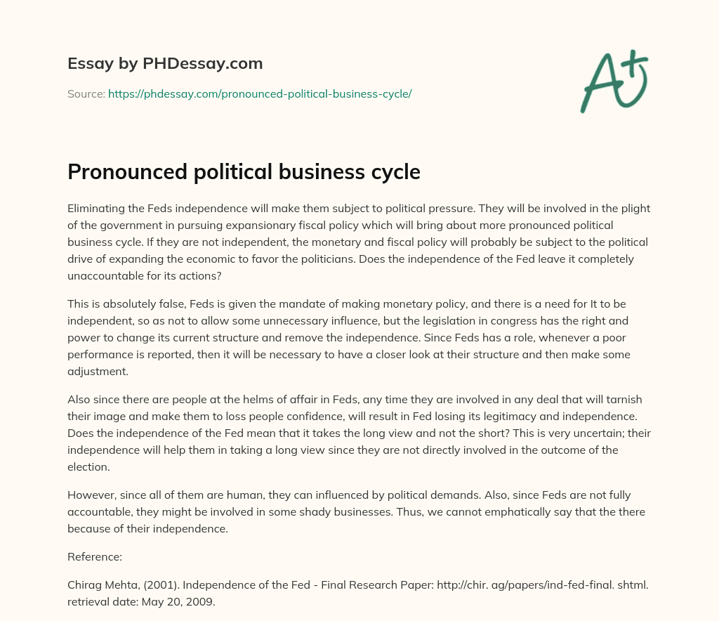 Pronounced political business cycle essay