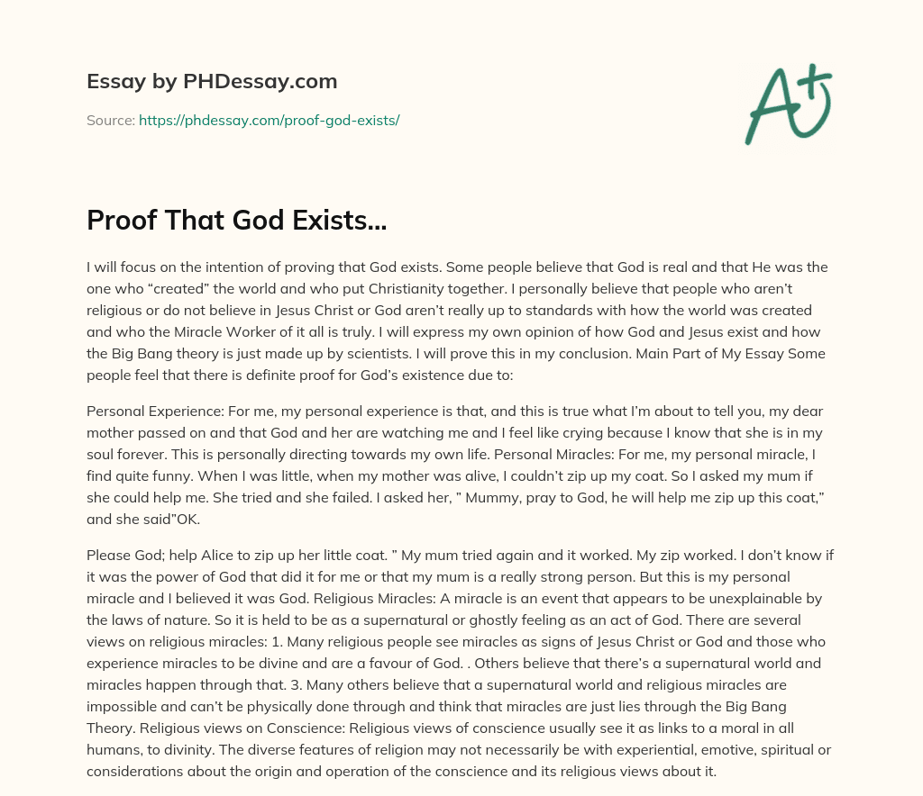 Proof That God Exists… essay