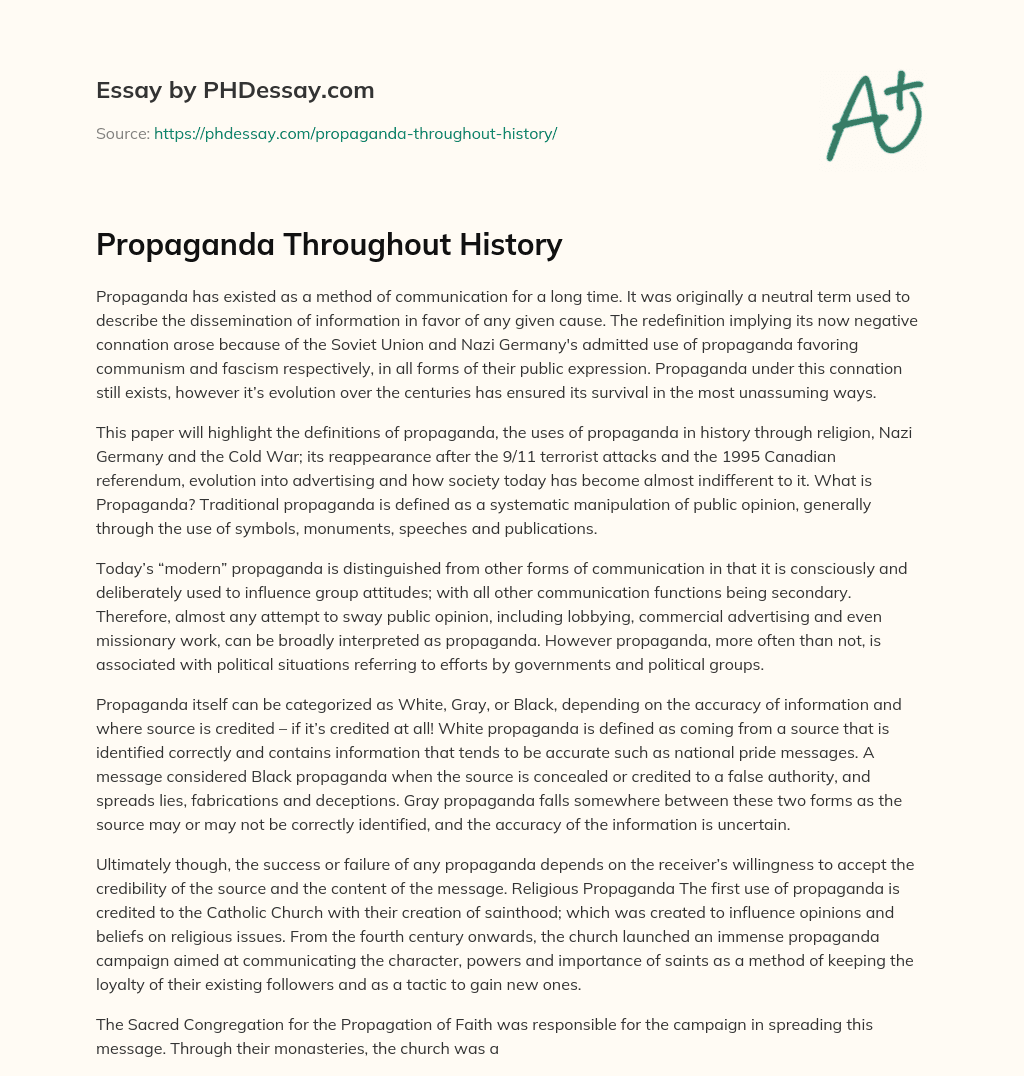 Propaganda Throughout History essay