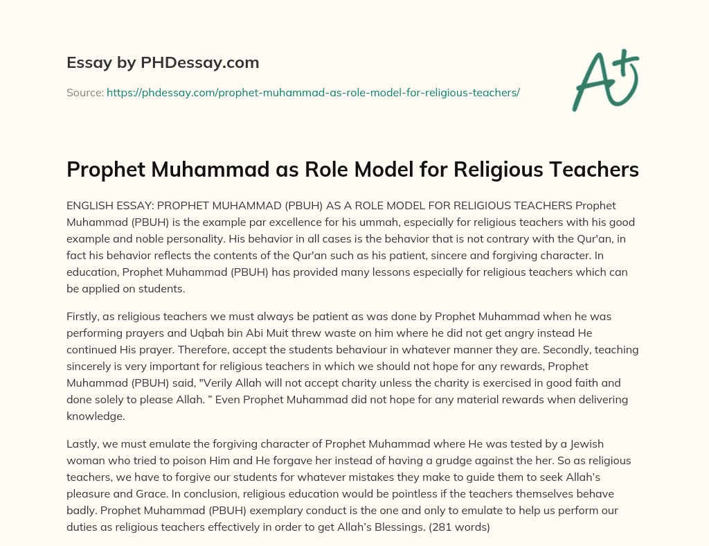 essay about role model prophet muhammad