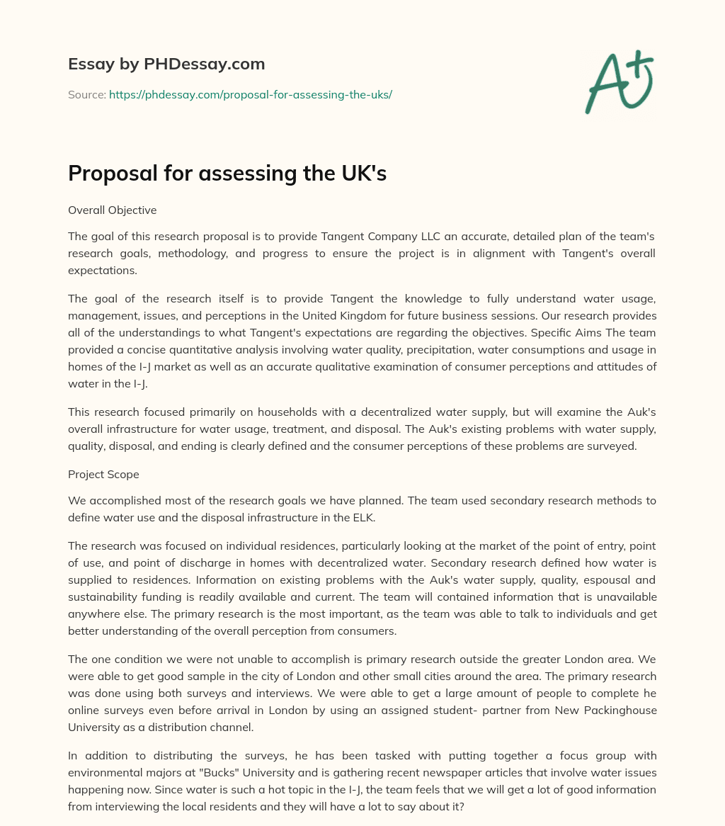 Proposal for assessing the UK’s essay