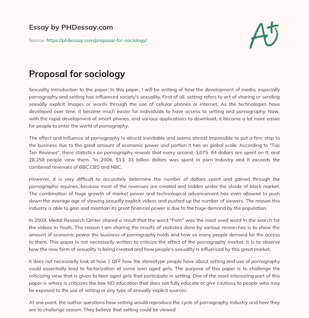 Proposal for sociology essay