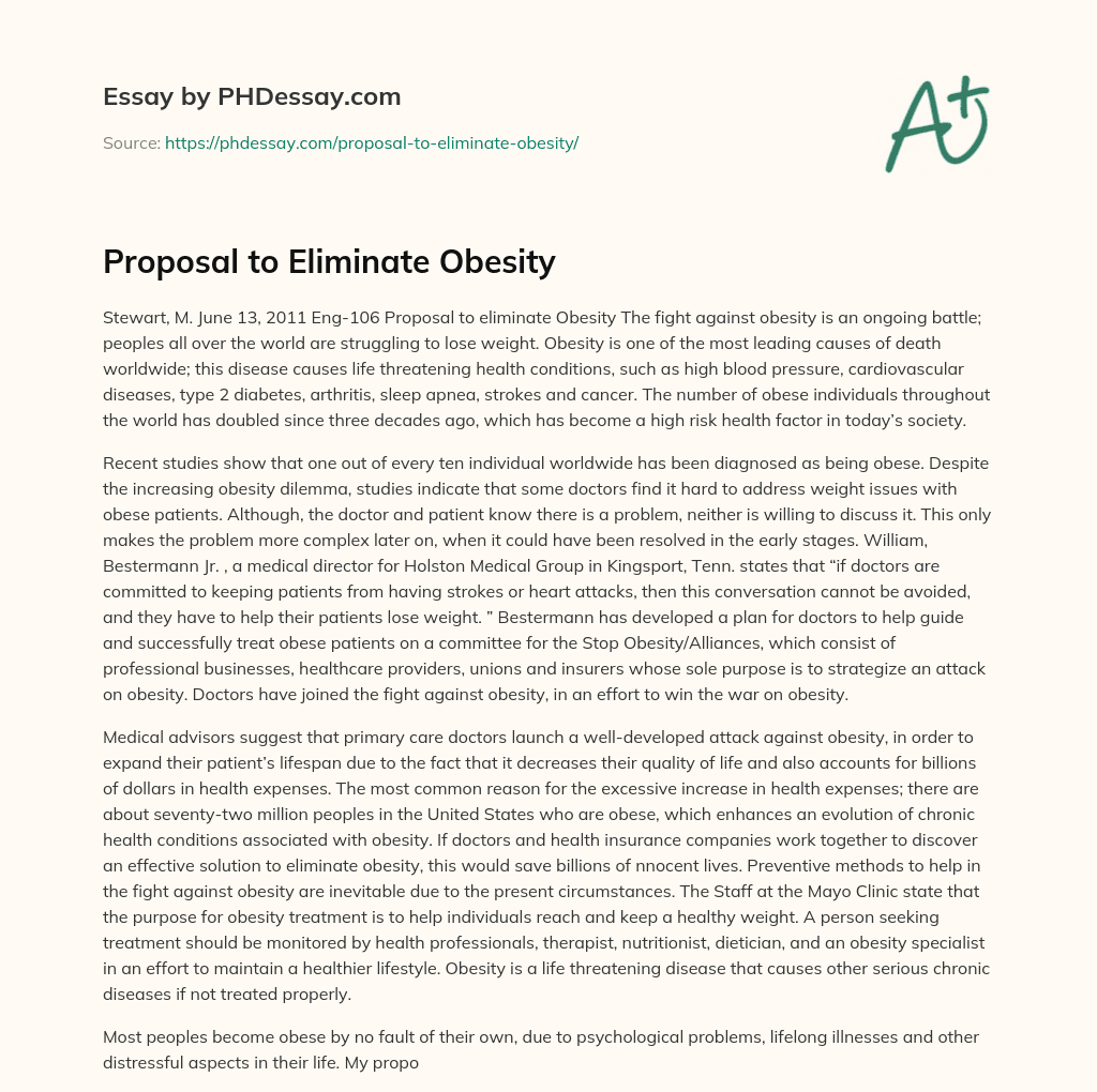 proposal essay on obesity