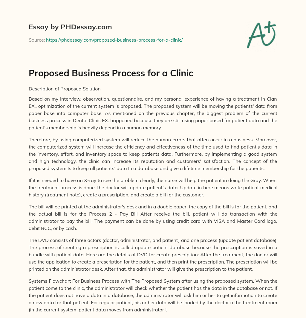 Proposed Business Process for a Clinic essay