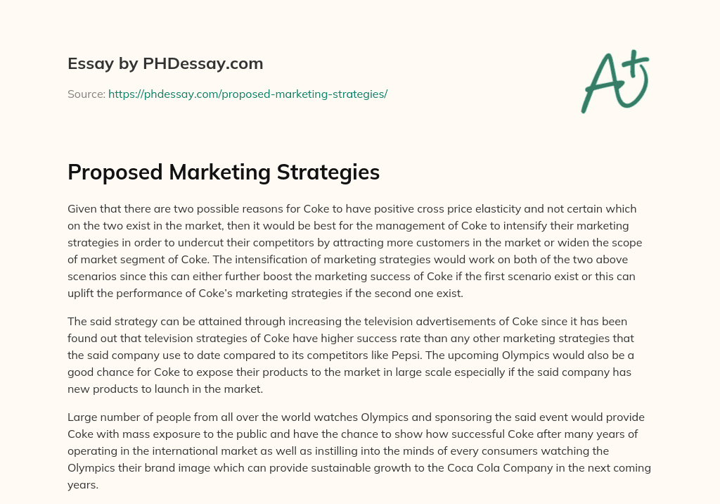 Proposed Marketing Strategies essay