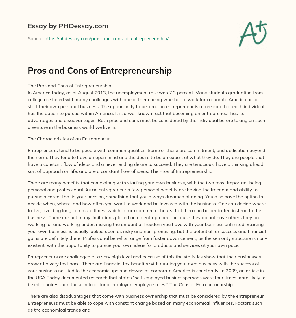 conclusion of entrepreneurship essay