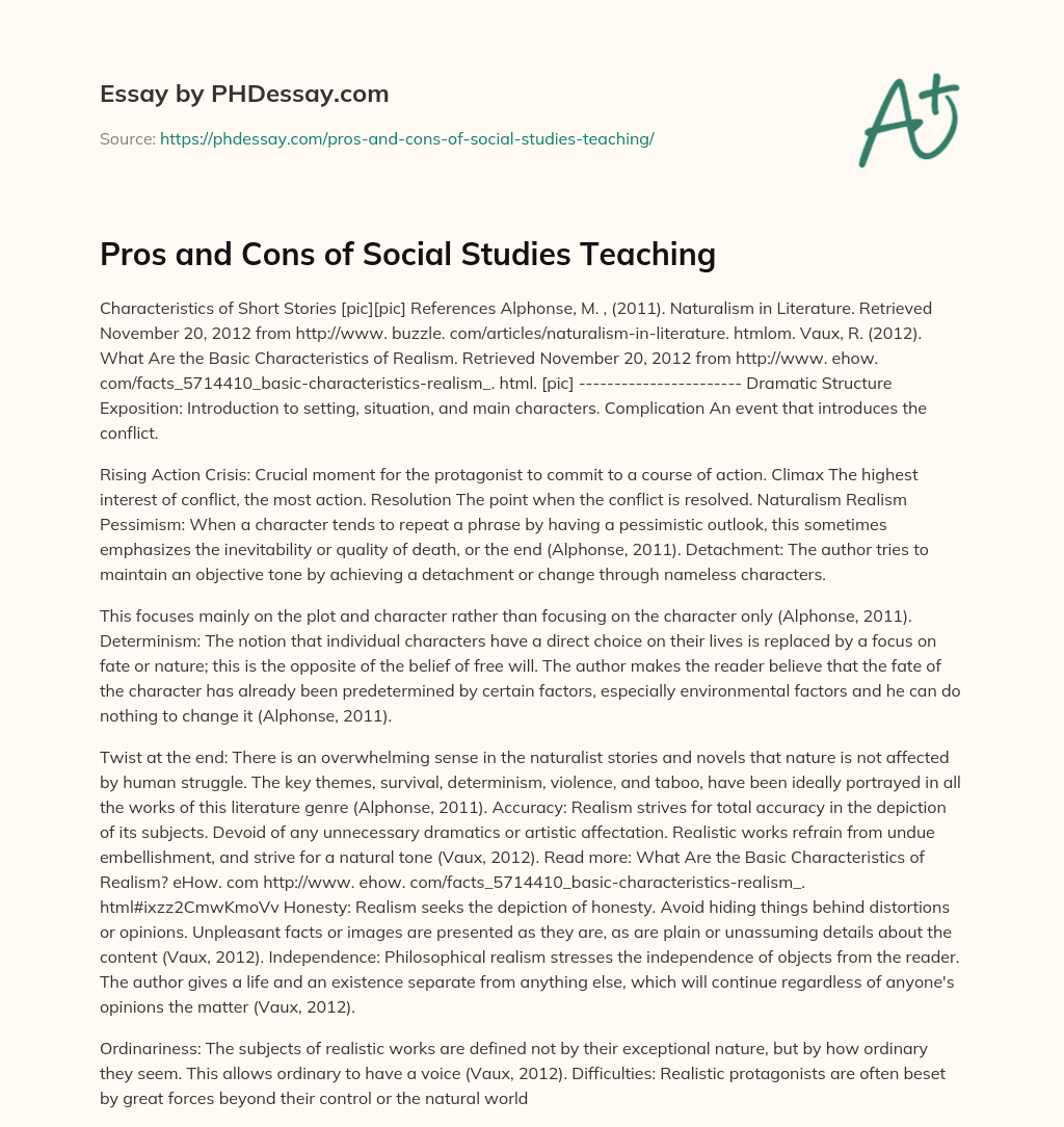 Pros and Cons of Social Studies Teaching essay