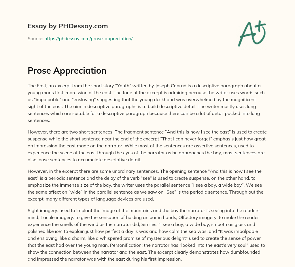 Prose Appreciation essay