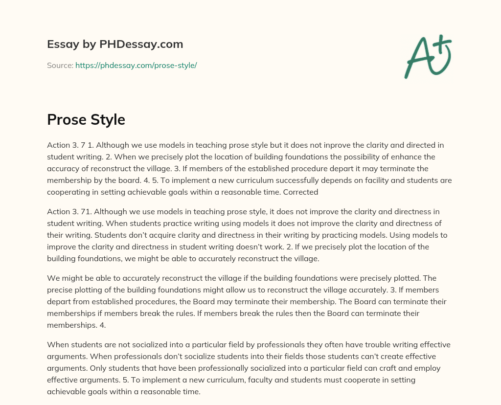 Use of Models in Teaching Prose Style and Enhancing Accuracy in Village Reconstruction essay