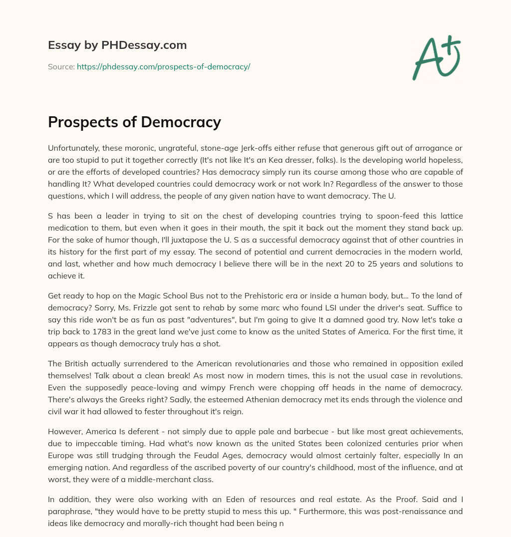 Prospects of Democracy essay