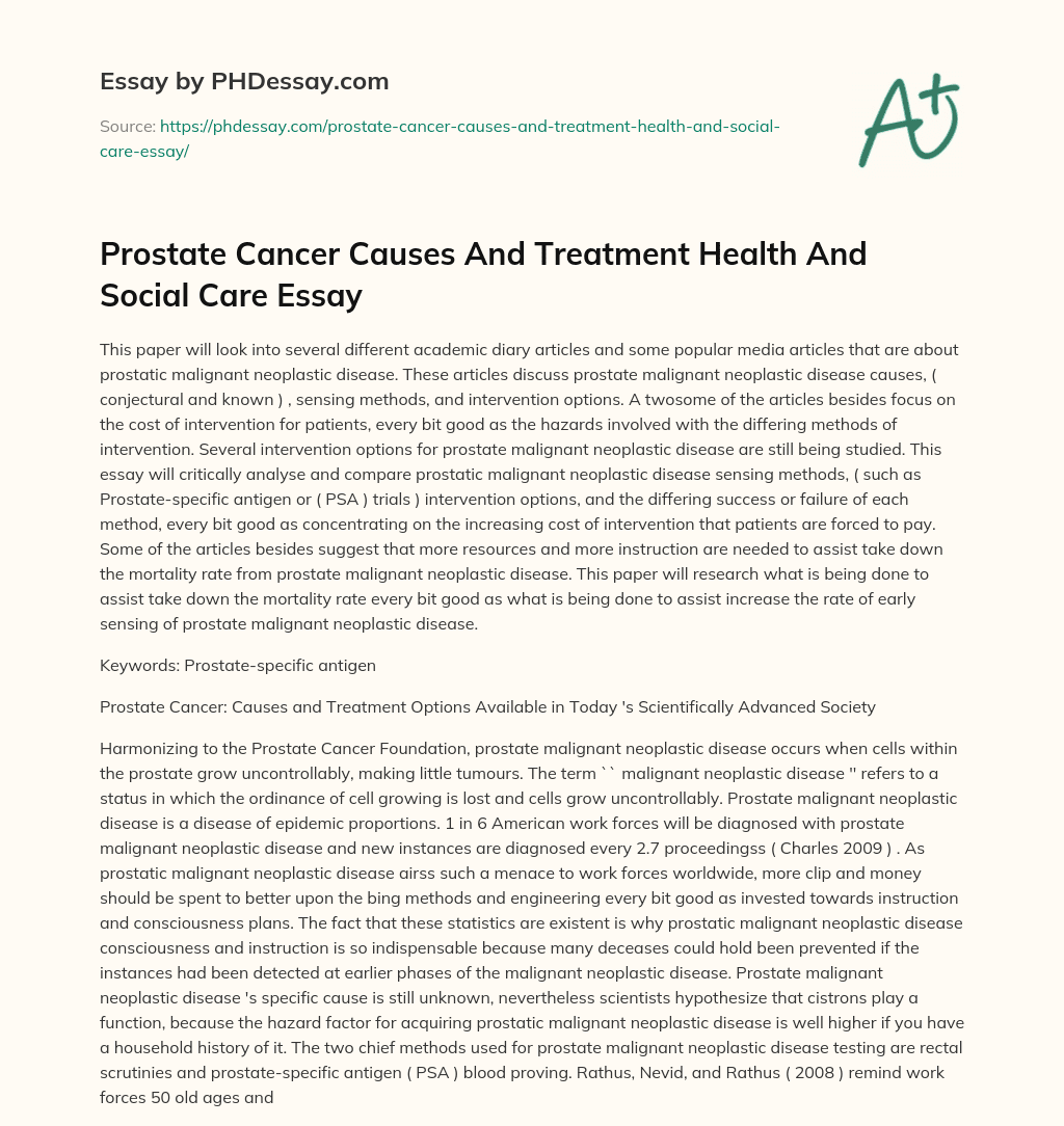 essay about prostate cancer