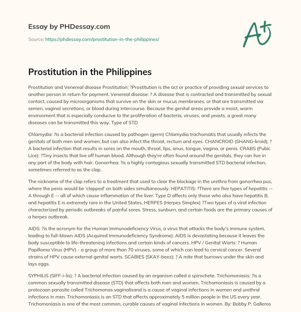 prostitution essay in the philippines
