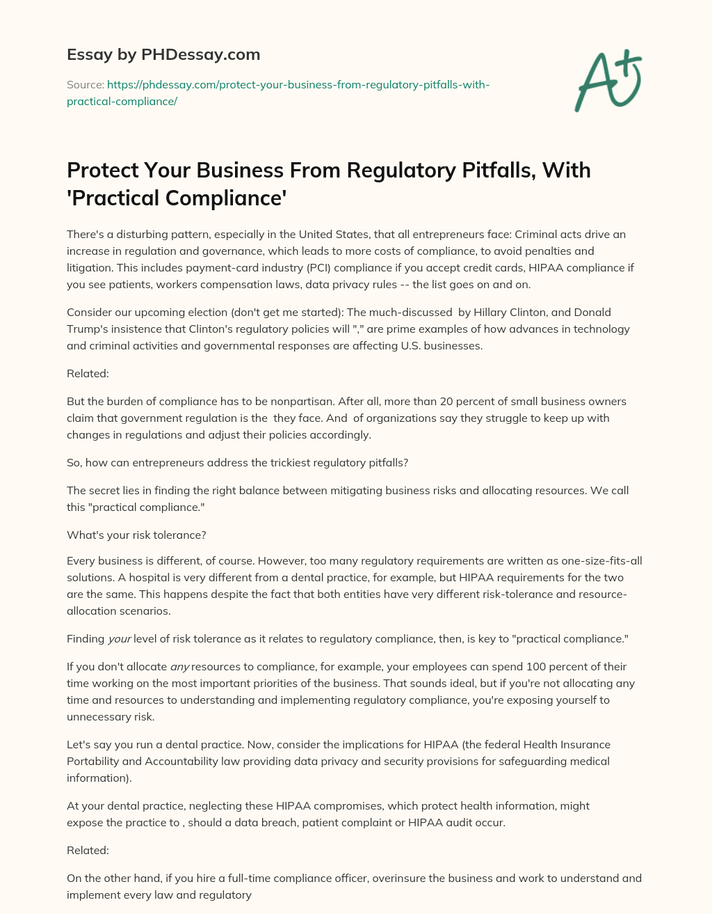 Protect Your Business From Regulatory Pitfalls, With ‘Practical Compliance’ essay