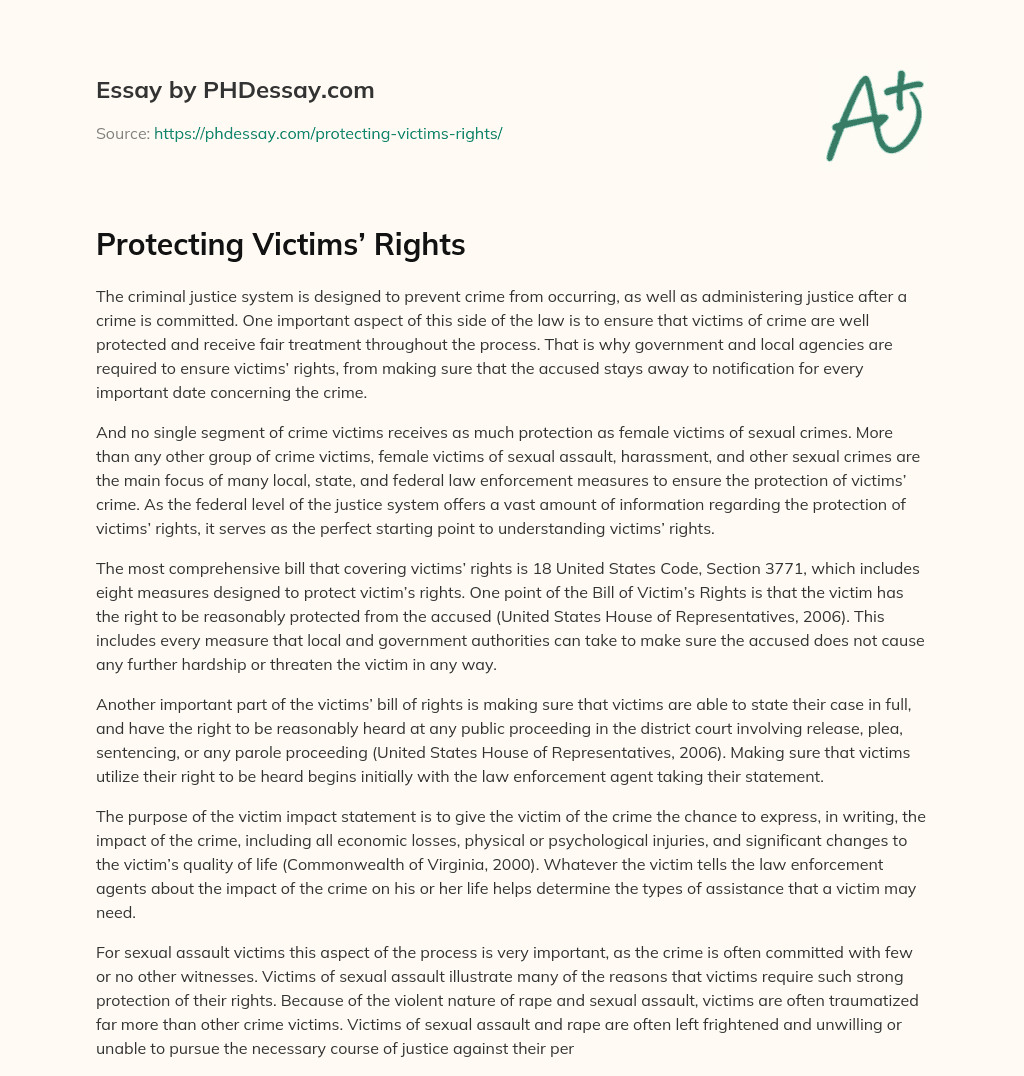 Protecting Victims’ Rights essay