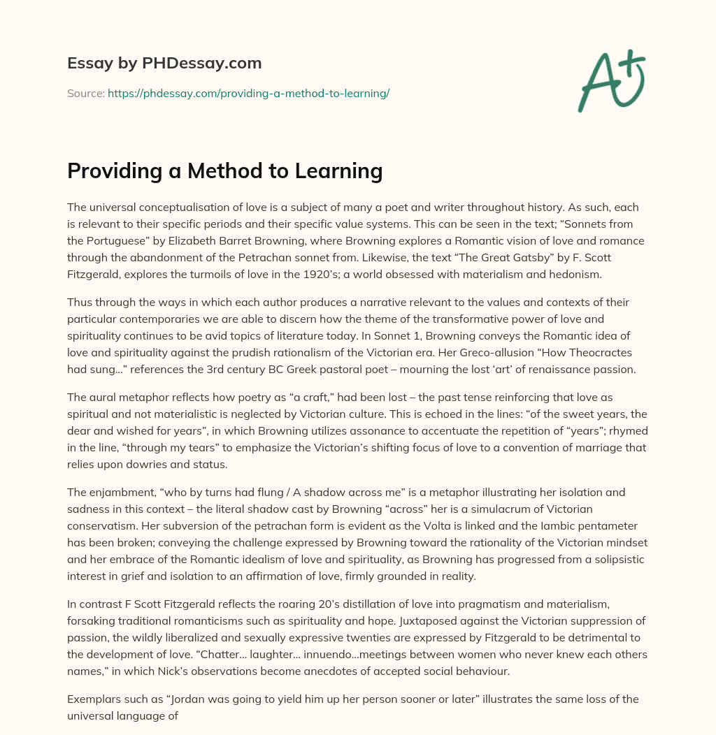 Providing a Method to Learning essay