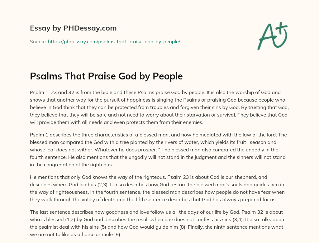 Psalms That Praise God by People essay
