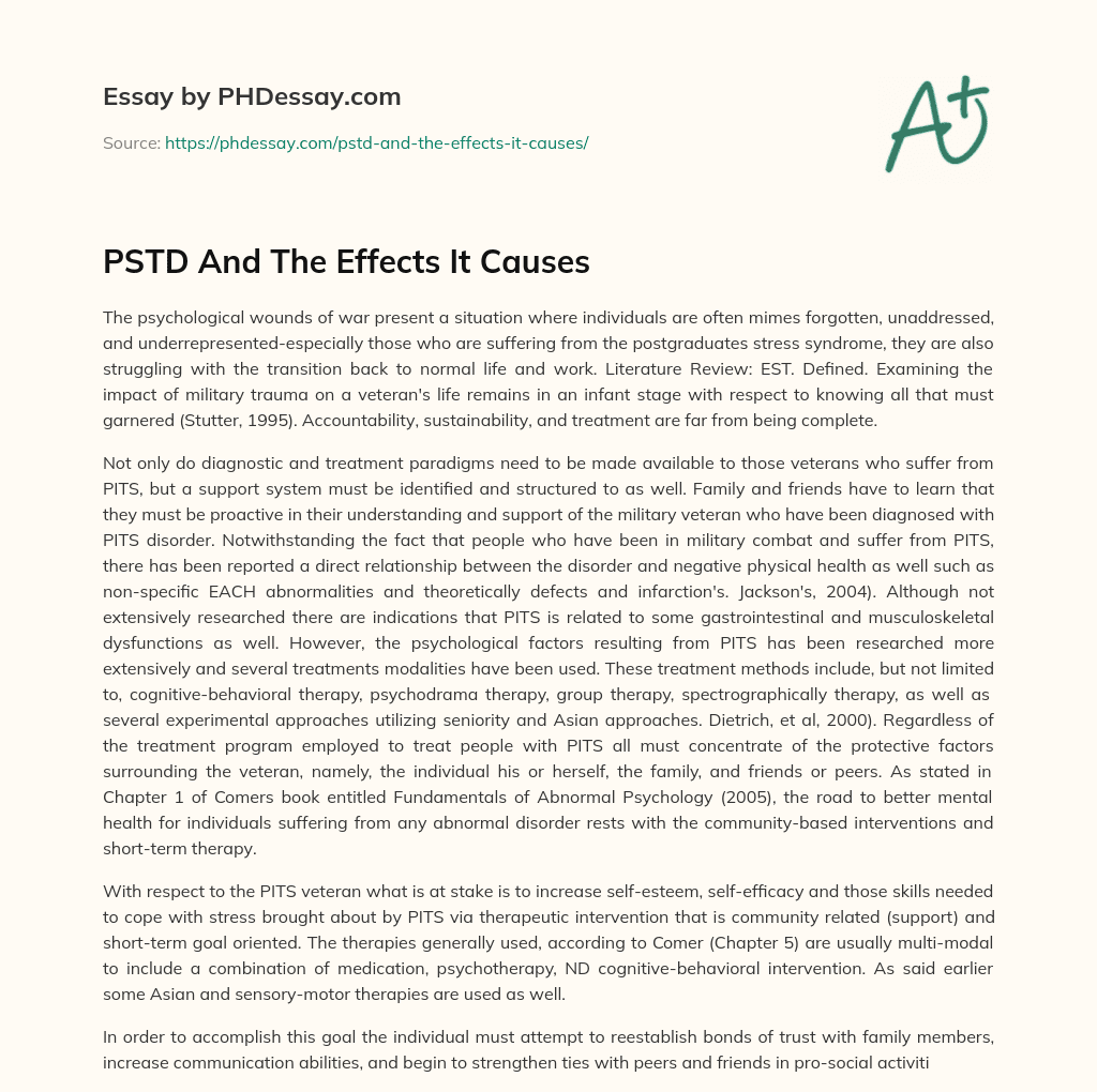 PSTD And The Effects It Causes essay